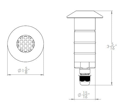 WAC 1" LED Edge Louver Recessed Round Inground Landscape Light